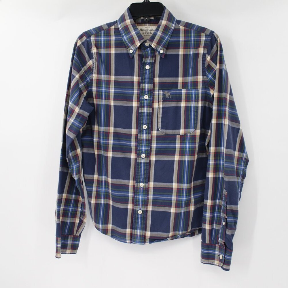Abercrombie & fitch shirt men's small muscle moose long sleeve button down plaid